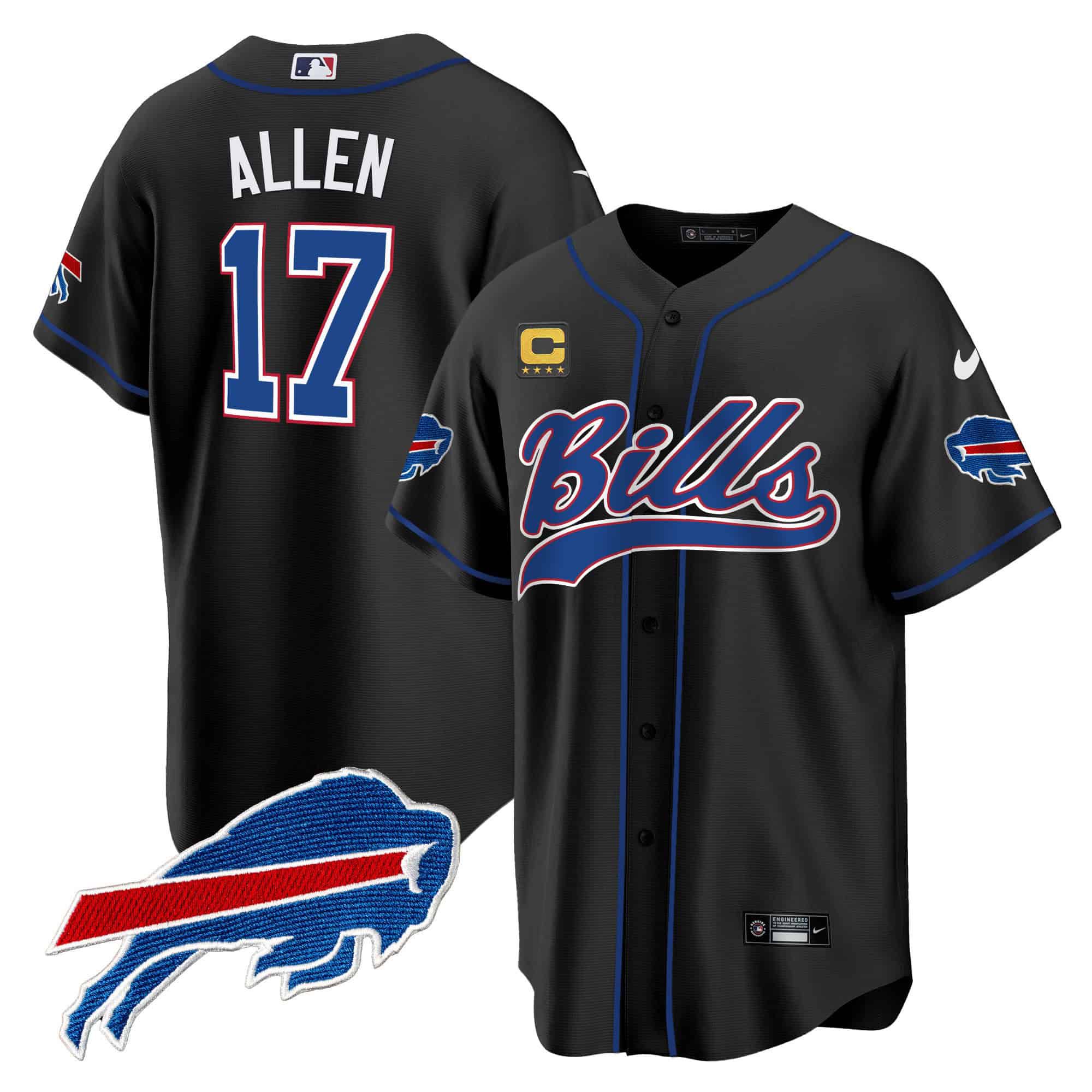 Men Buffalo Bills 17 Allen Black 2024 Nike Baseball Game NFL Jersey